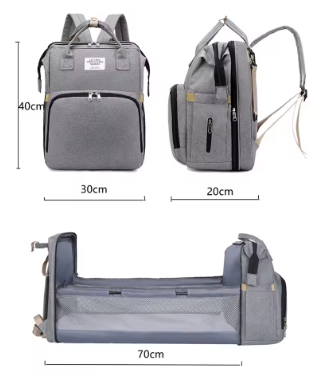 👜 Pañalera Mochila 3 en 1 con Cambiador y Cuna Portátil