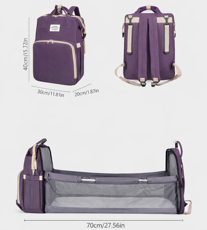 👜 Pañalera Mochila 3 en 1 con Cambiador y Cuna Portátil